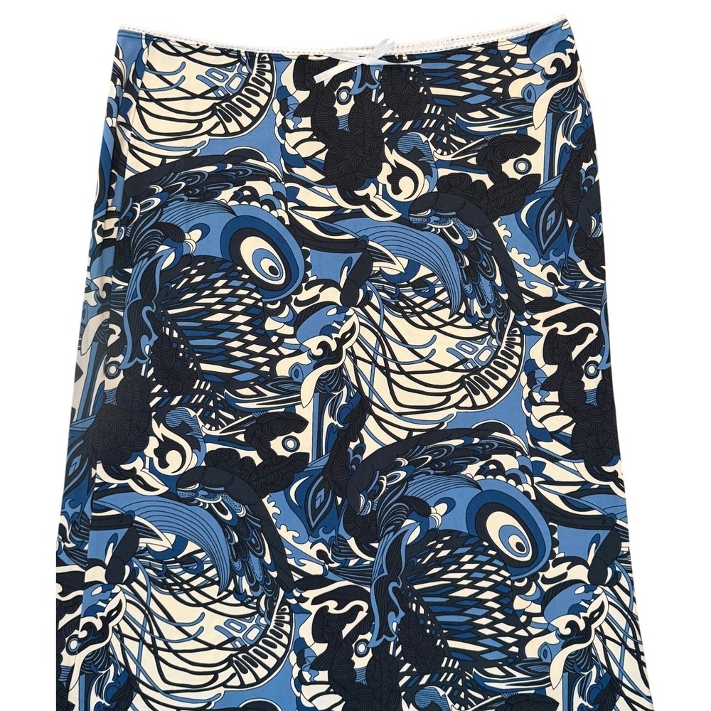 NWT Blue Abstract Psychedelic Print Midi A-Line Skirt Jules‎ & Leopold Size L - Picture 3 of 6